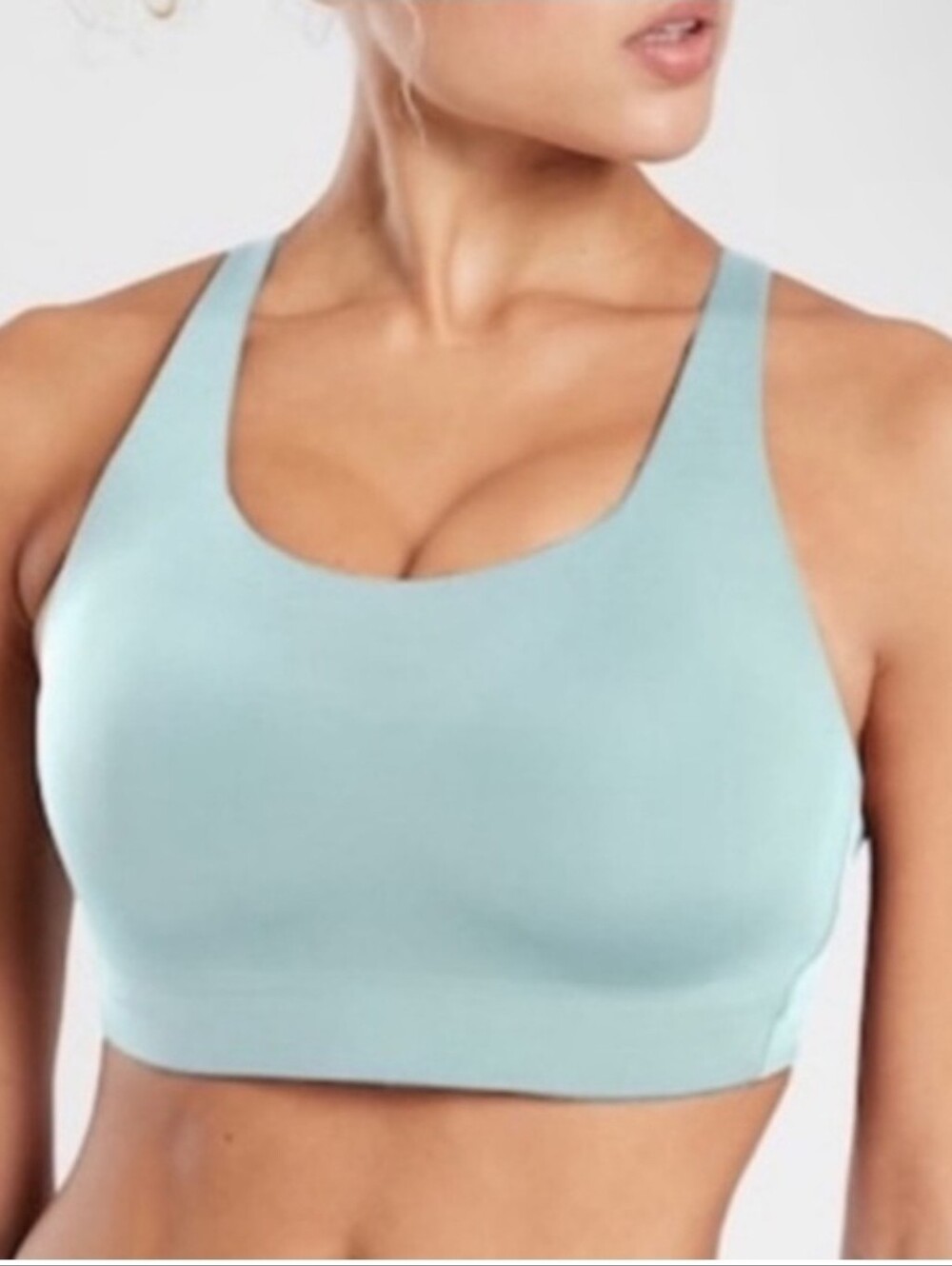 Athleta Advanced Sewn In Pads Blue Sports Bra with adjustable straps Size 32DD
